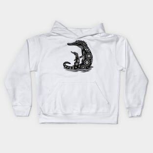 Crocodile Aboriginal Australian Dot Art Kids Hoodie